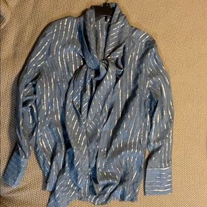 Chico’s Black Label Silk button up blouse scarf